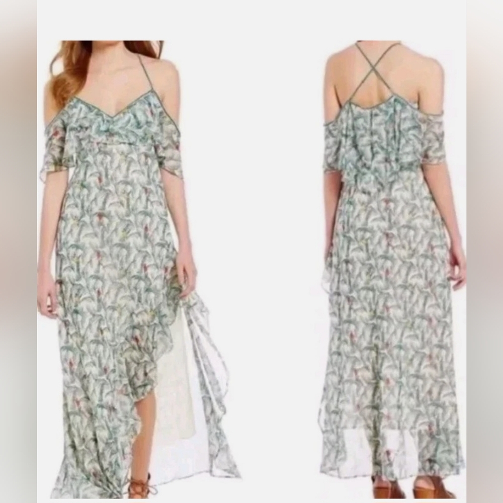 ⭐️NWOT Chelsea & Violet Ruffled Palm Parrot Dress Sz M